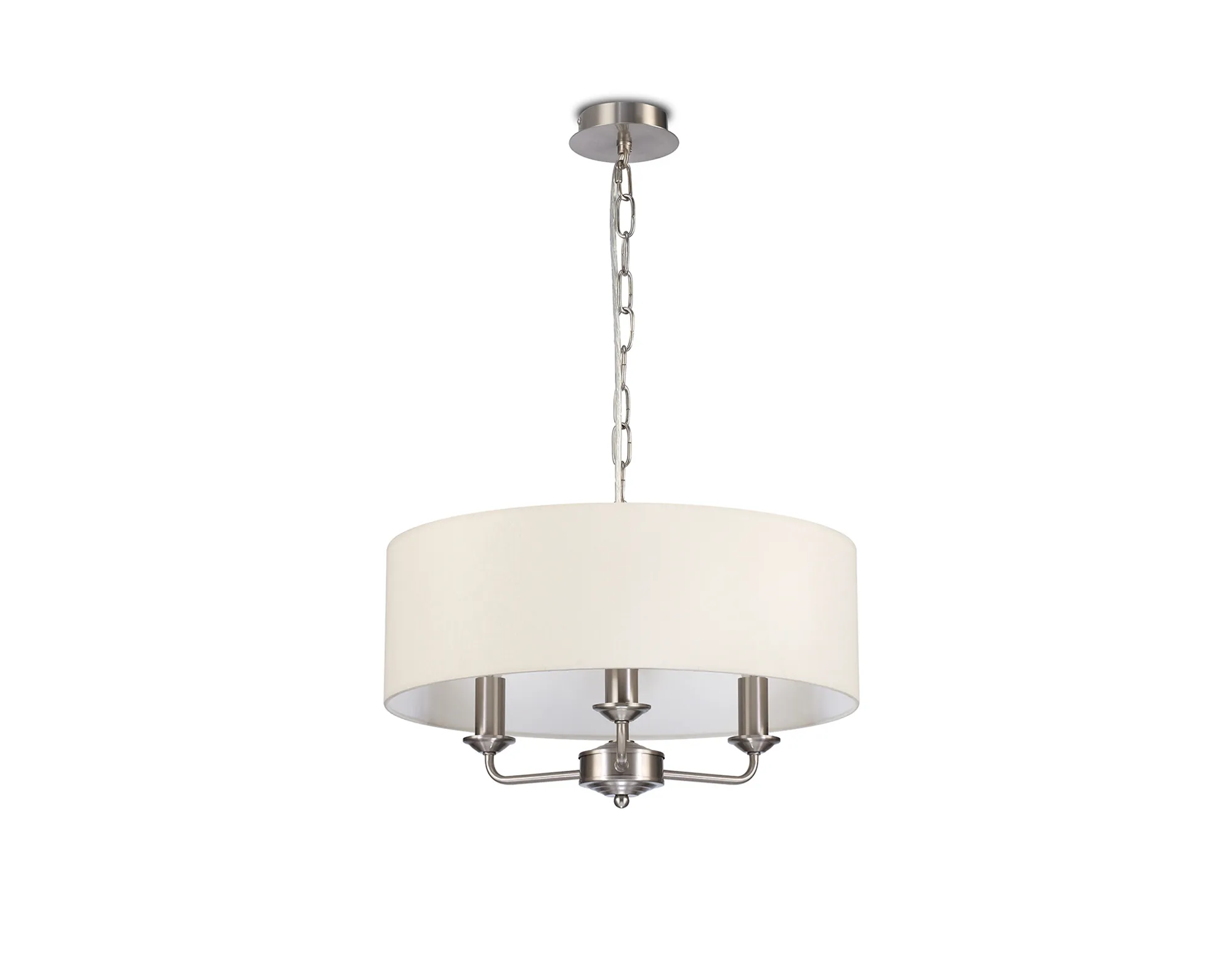 Banyan 45cm 3 Light Pendant Satin Nickel; Ivory Pearl DK0062  Deco Banyan SN IV